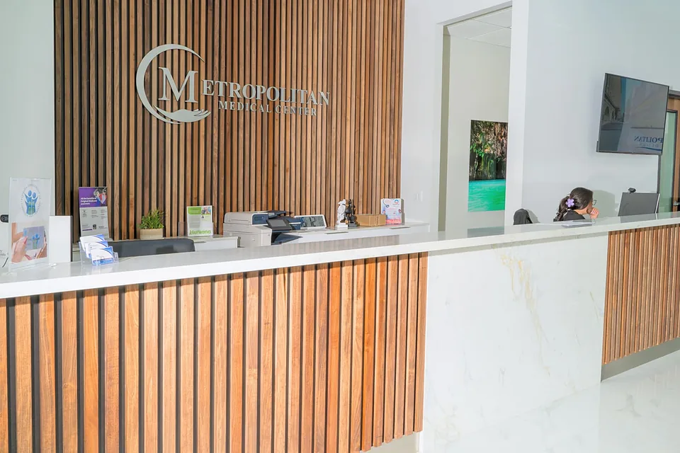 The reception desk at the center