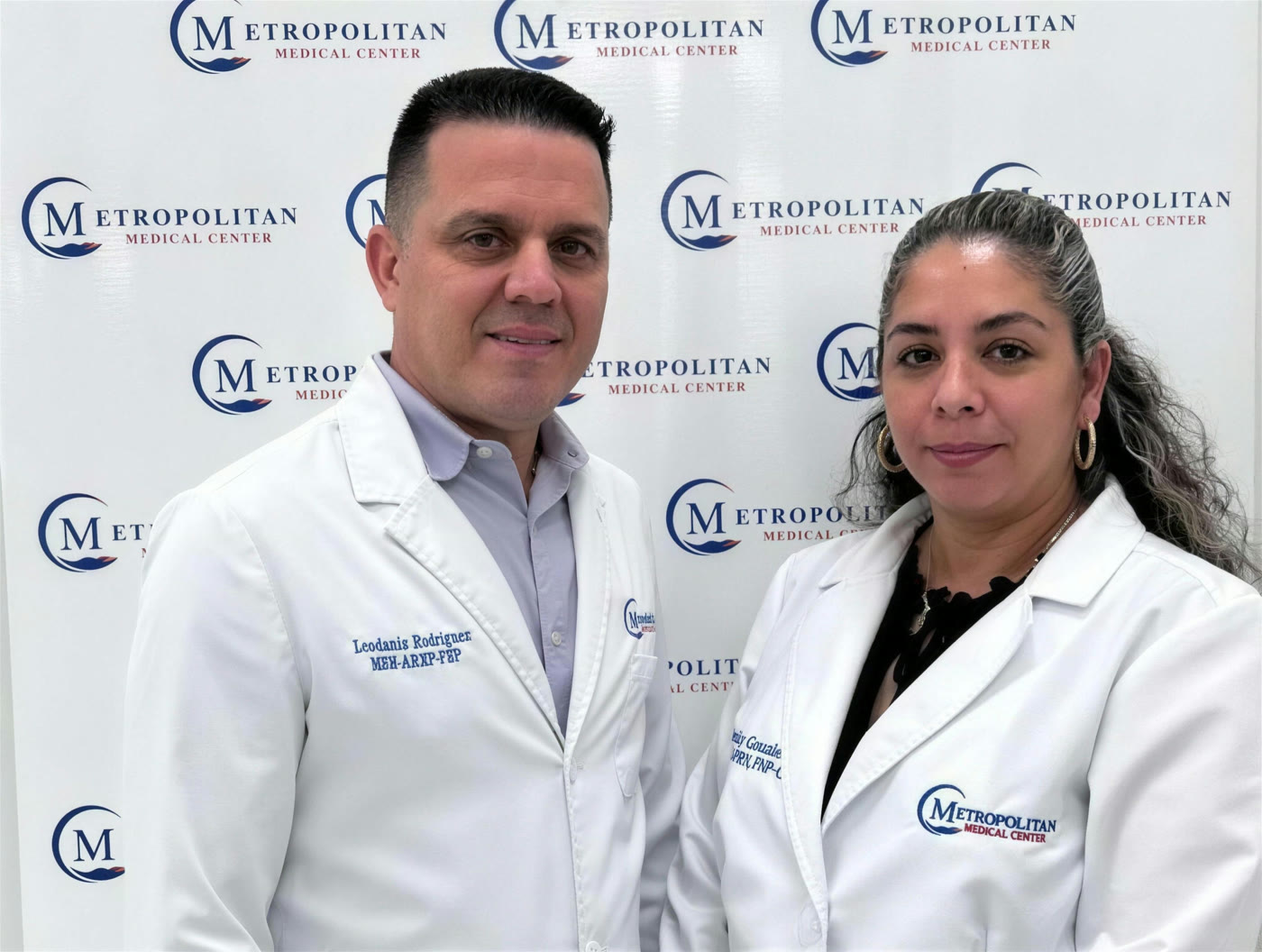Two Metropolitan Medical Centers physicians in white coats at the clinic in Tamarac